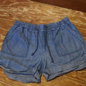 Chambray Elastic Waist Shorts